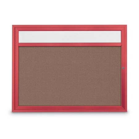 United Visual Products Slim Enclosed Corkboard, 30"x36", Gold Alum Frame/Pumice UVEB3036-GOLD-PUMICE